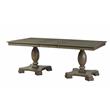 Bowery Hill Dining Table with Double Pedestal and Extension Leaf in Gray Oak