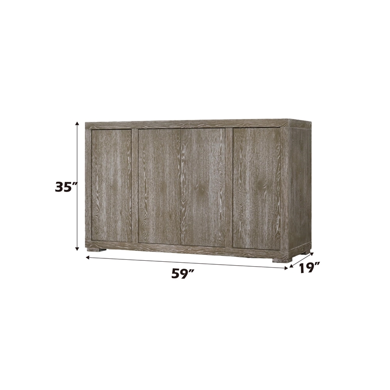 Bowery Hill Transitional 2 Drawer Dining Server in Gray