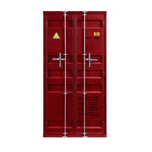 Bowery Hill Modern Double Door Metal Wardrobe in Red