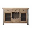 Bowery Hill Transitional 4 Drawer Server with Glass Doors in Maple