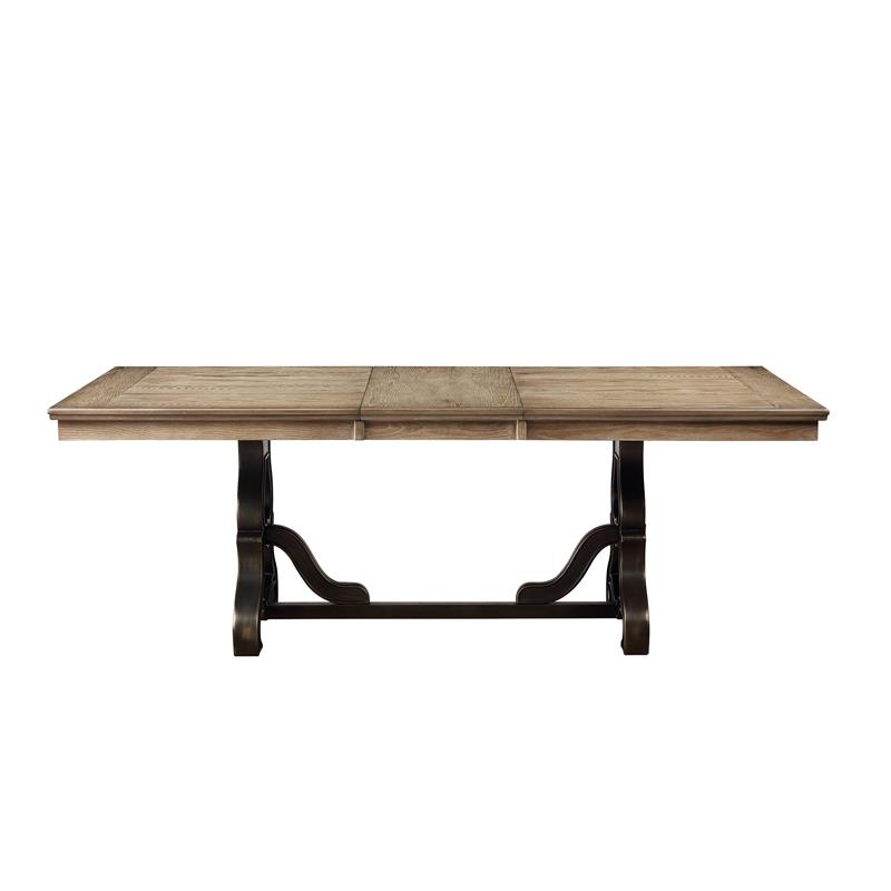 Bowery Hill Transitional Metal Base Dining Table in Maple