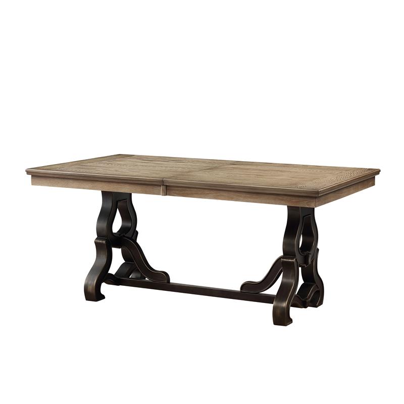 Bowery Hill Transitional Metal Base Dining Table in Maple