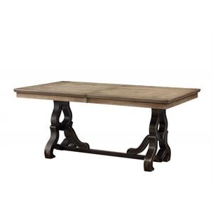 Bowery Hill Transitional Metal Base Dining Table in Maple