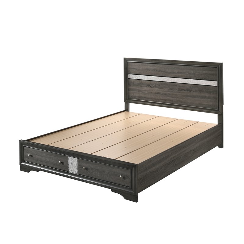 Bowery Hill Modern Queen Bed with Storage in Gray