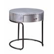 Bowery Hill 1 Drawer Round End Table with Drawer in Silver