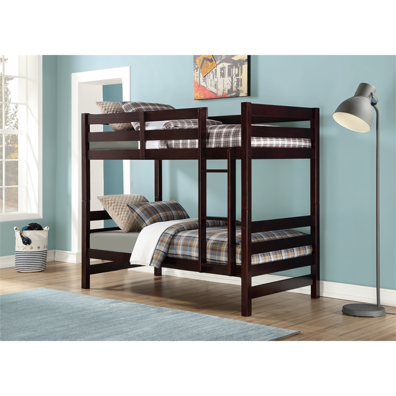 Bowery Hill Transitional Twin over Twin Bunk Bed in Espresso
