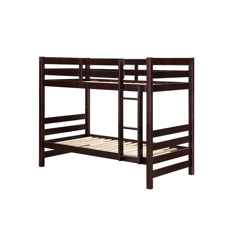 Bowery Hill Transitional Twin over Twin Bunk Bed in Espresso