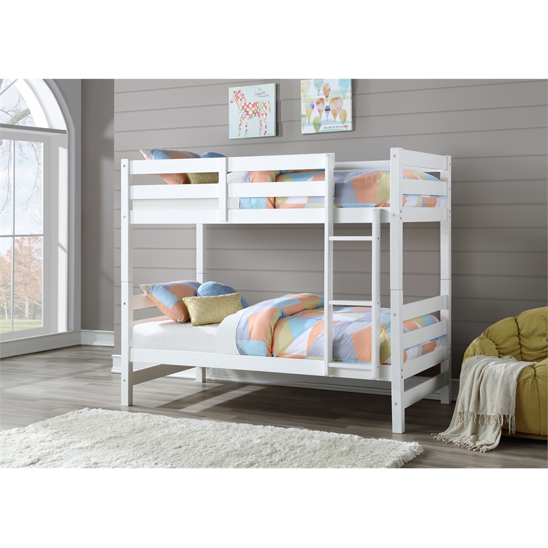 Bowery Hill Transitional Twin over Twin Bunk Bed in White