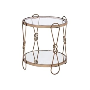 Bowery Hill Modern Glass Top Metal End Table in Champagne