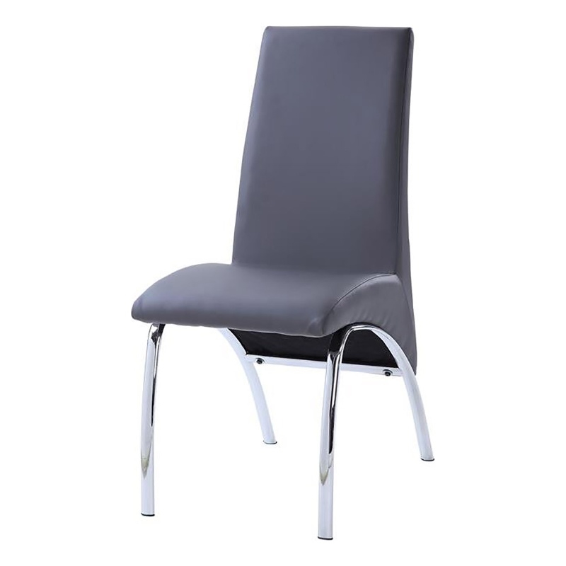 Bowery Hill Contemporary Faux Leather/Metal Side Chair in Gray/Chrome (Set of 2)