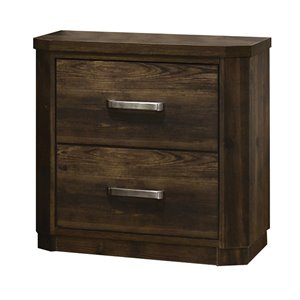 bowery hill rustic 2 drawer nightstand in antique walnut