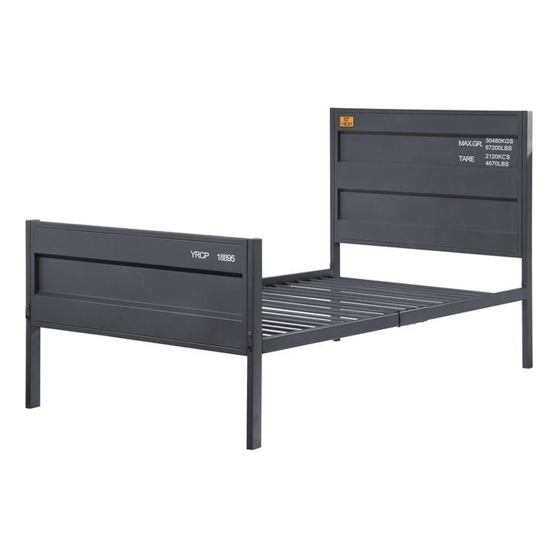 Bowery Hill Contemporary Metal Low Profile Twin Panel Bed in Gray
