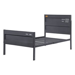 Bowery Hill Contemporary Metal Low Profile Twin Panel Bed in Gray