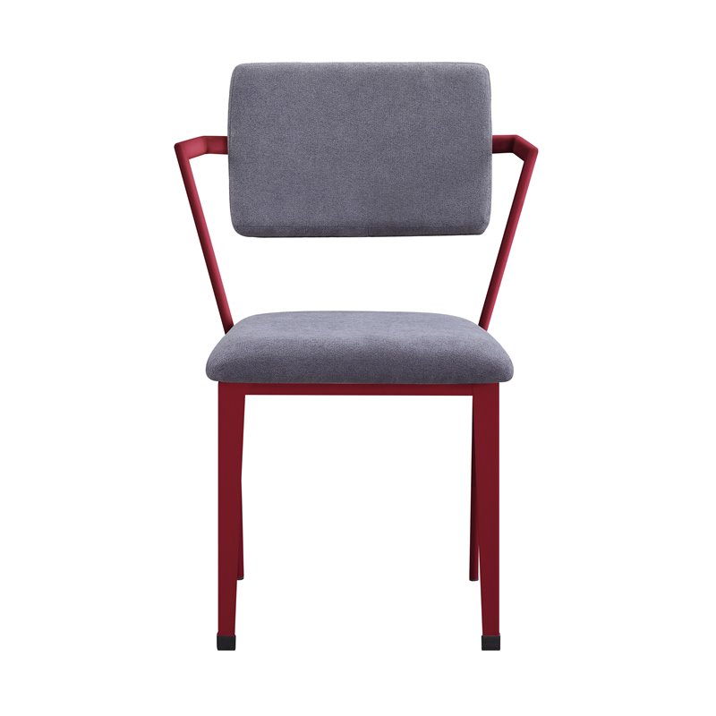 Bowery Hill Contemporary Metal Kids Chair with Padded Seat in Gray and Red