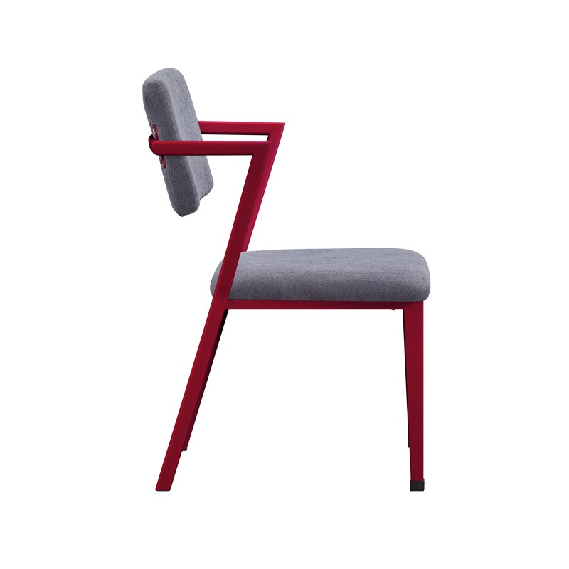 Bowery Hill Contemporary Metal Kids Chair with Padded Seat in Gray and Red