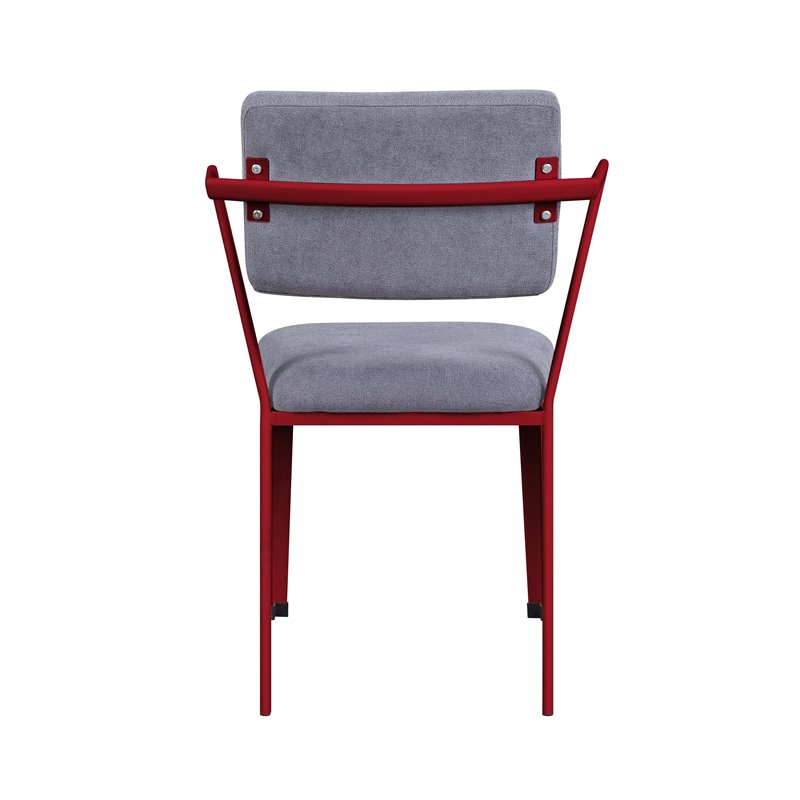 Bowery Hill Contemporary Metal Kids Chair with Padded Seat in Gray and Red
