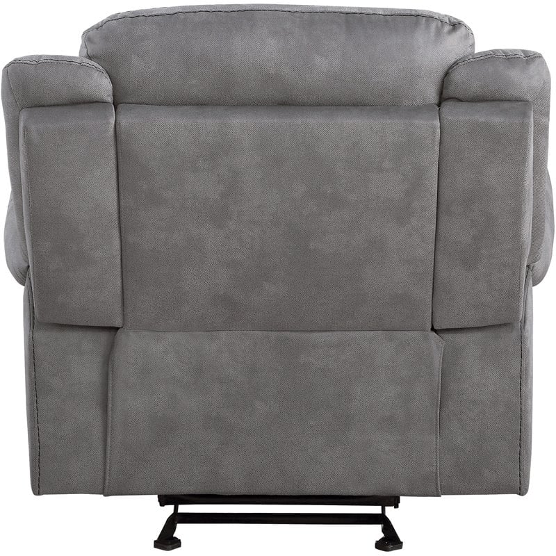 Bowery Hill Transitional Velvet Glider Motion Recliner in Gray
