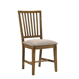Bowery Hill High Slatted Dining Side Chair in Tan and Weathered Oak (Set of 2)