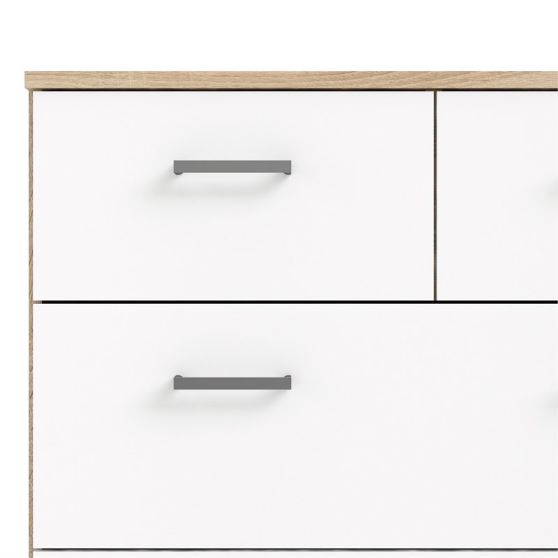 Bowery Hill Engineered Wood Low Profile 8 Drawer Double Dresser in Oak and White