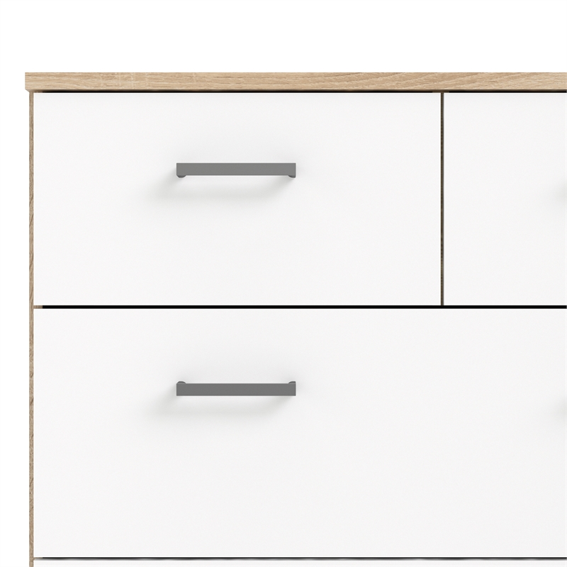 Bowery Hill Low Profile 8 Drawer Double Dresser in Oak and White