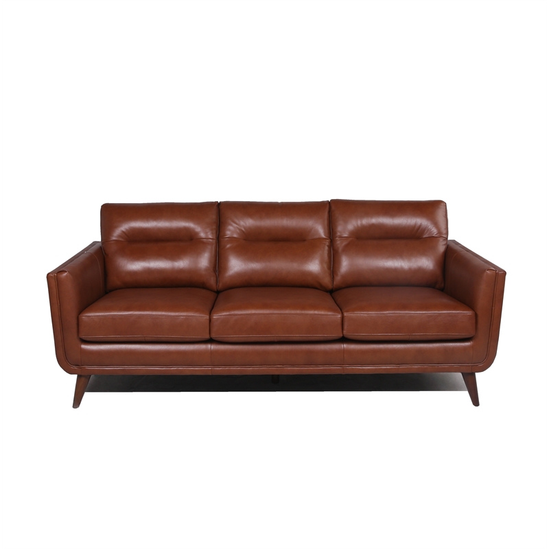 Bowery Hill Mid-Century Leather Sofa in Camel Brown | Cymax Business