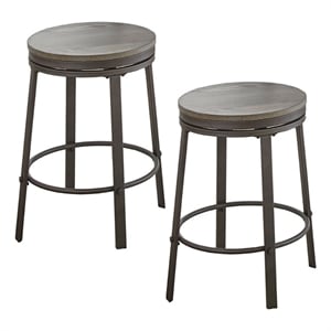 Bowery Hill 24&quot Iron Accent Swivel Counter Stool in Gray