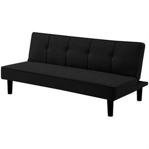 bowery hill tufted sleeper sofa in black