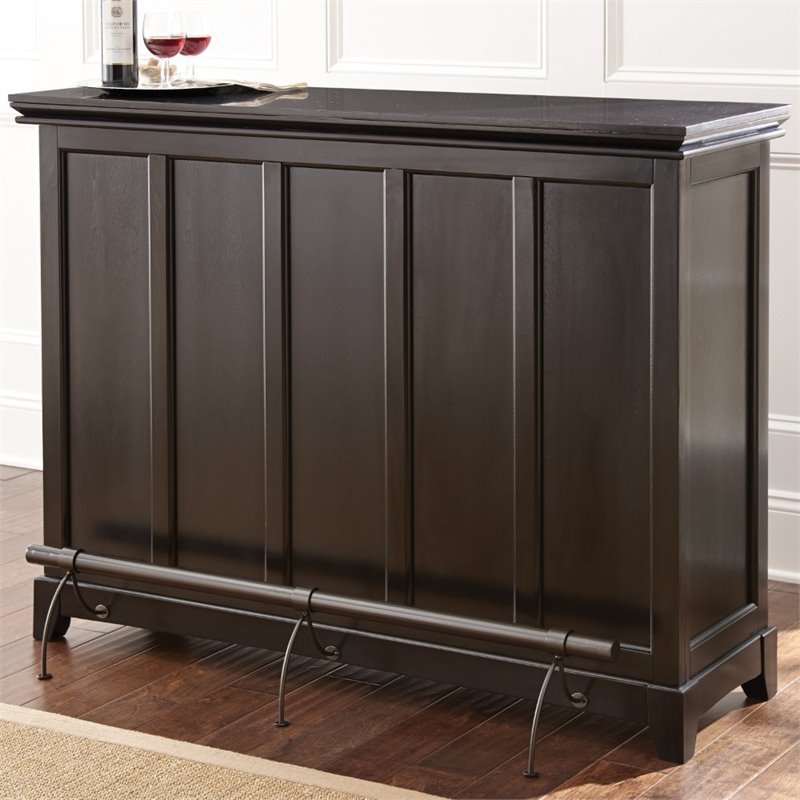 Bowery Hill Modern Wood Black Counter Height Home Bar with Foot Rail