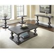 Bowery Hill Wood Ebony Black End Table Round Plank Effect Pedestal Base 22