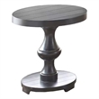 Bowery Hill Wood Ebony Black End Table Round Plank Effect Pedestal Base 22