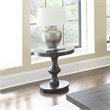 Bowery Hill Wood Ebony Black End Table Round Plank Effect Pedestal Base 22