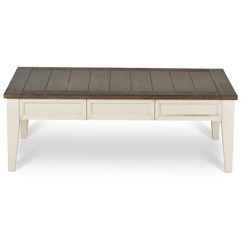 Bowery Hill Storage Coffee Table in Dark Oak and White