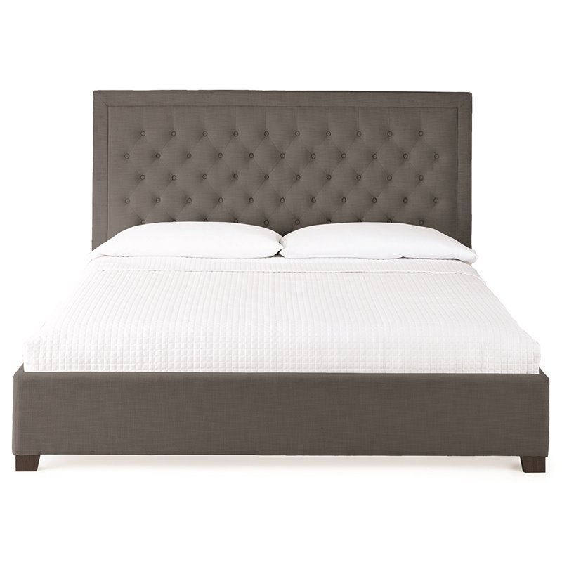Bowery Hill Tufted King Platform Bed in Gray