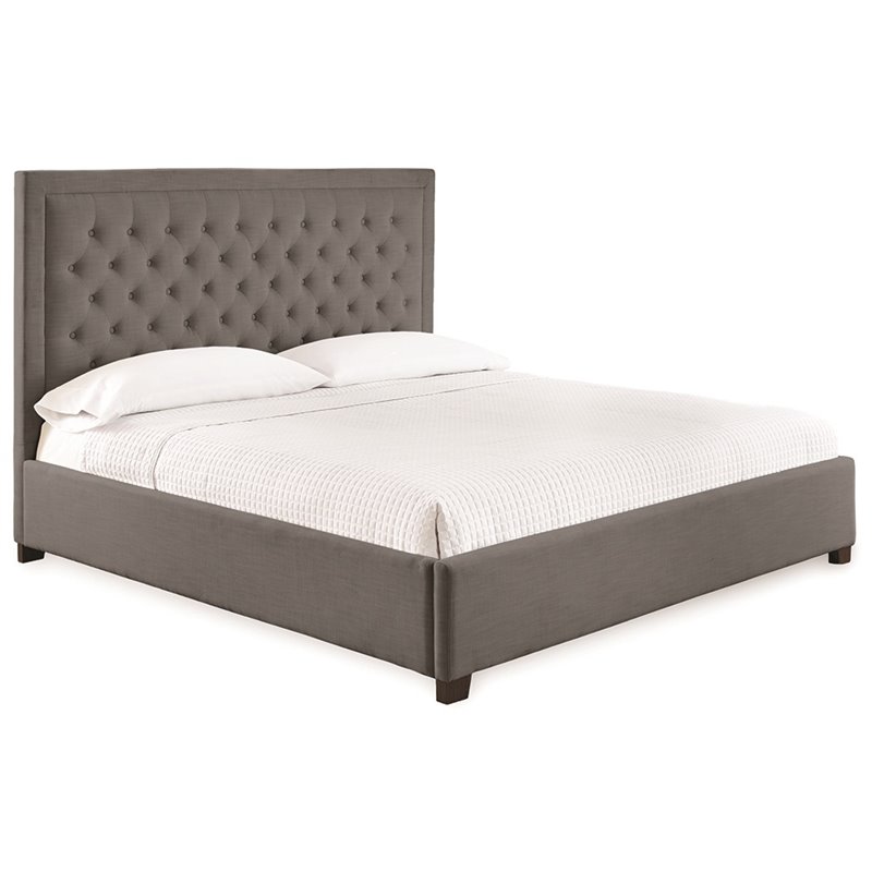 Bowery Hill Tufted King Platform Bed in Gray