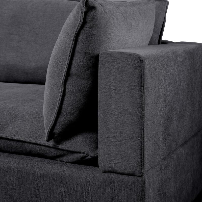 Bowery Hill Fabric Down Feather Sofa Loveseat Set in Dark Gray