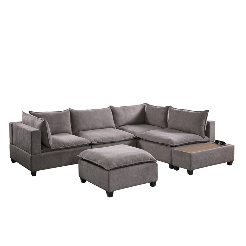 Bowery Hill Fabric 6 Piece Sectional, Gray Sofa Sectionals