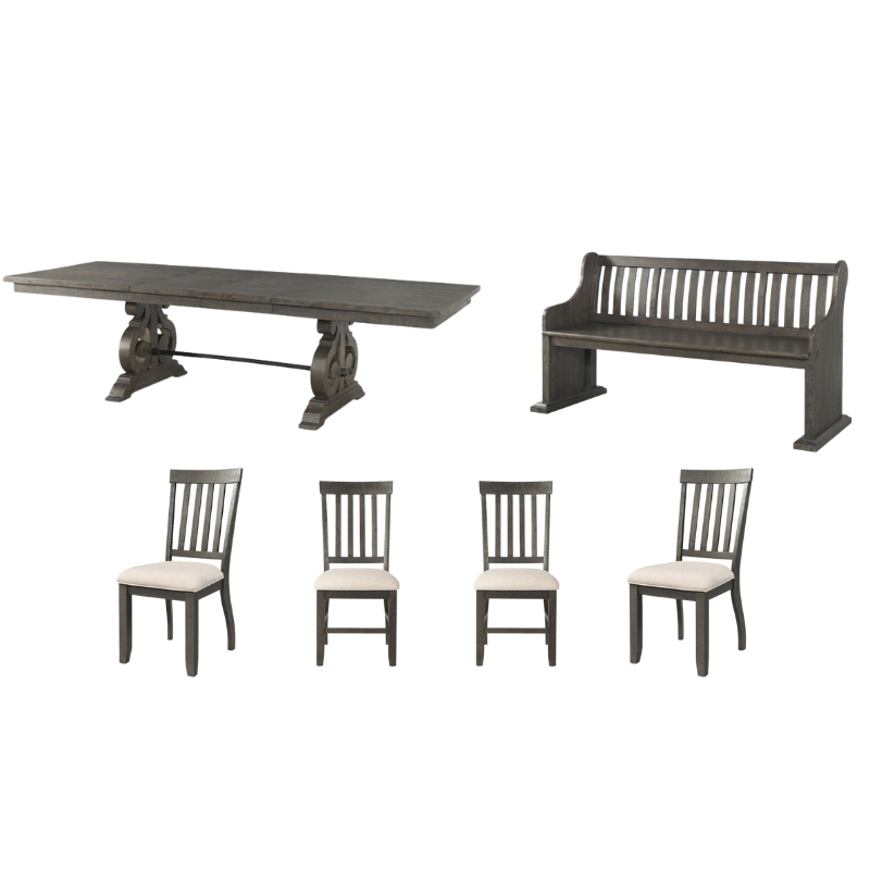 Bowery Hill 6 Piece Engineered Wood Dining Set in Dark Ash