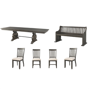 Bowery Hill 6 Piece Engineered Wood Dining Set in Dark Ash