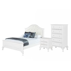 bowery hill 3 piece full kids bedroom set in white
