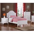 Bowery Hill Button Tufted Faux Leather 3 Piece Full Kids Bedroom Set in White