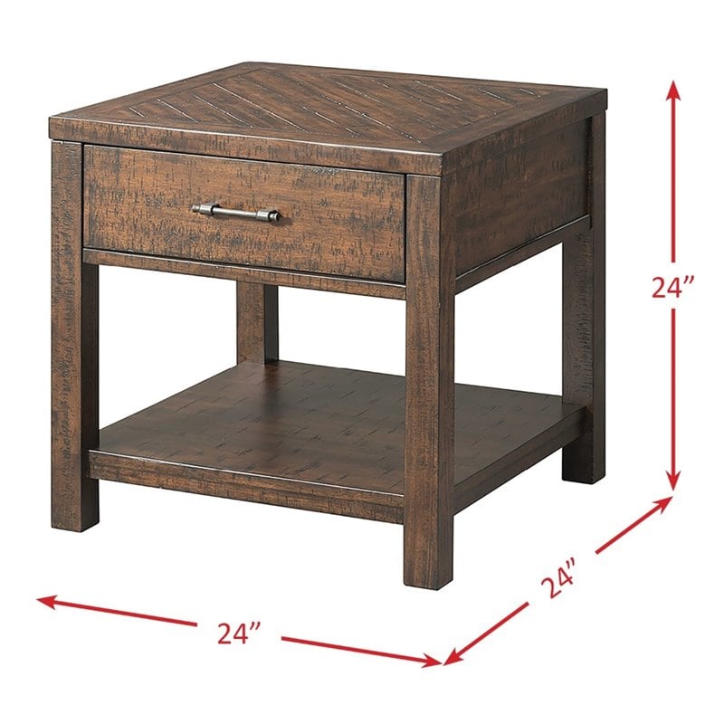 Bowery Hill End Table Nightstand Bedside Square in Solid Wood - Unfinished