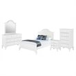 Bowery Hill Button Tufted Faux Leather 5 Piece Full Kids Bedroom Set in White