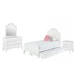 Bowery Hill Button Tufted Faux Leather 4 Piece Twin Bedroom Set in White