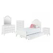 Bowery Hill Button Tufted Faux Leather 5 Piece Twin Bedroom Set in White