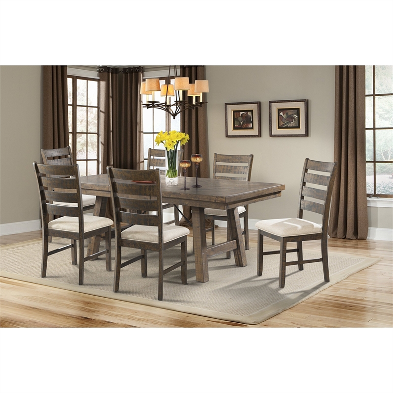 Bowery Hill 7 Piece Dining Set in Walnut and Cream
