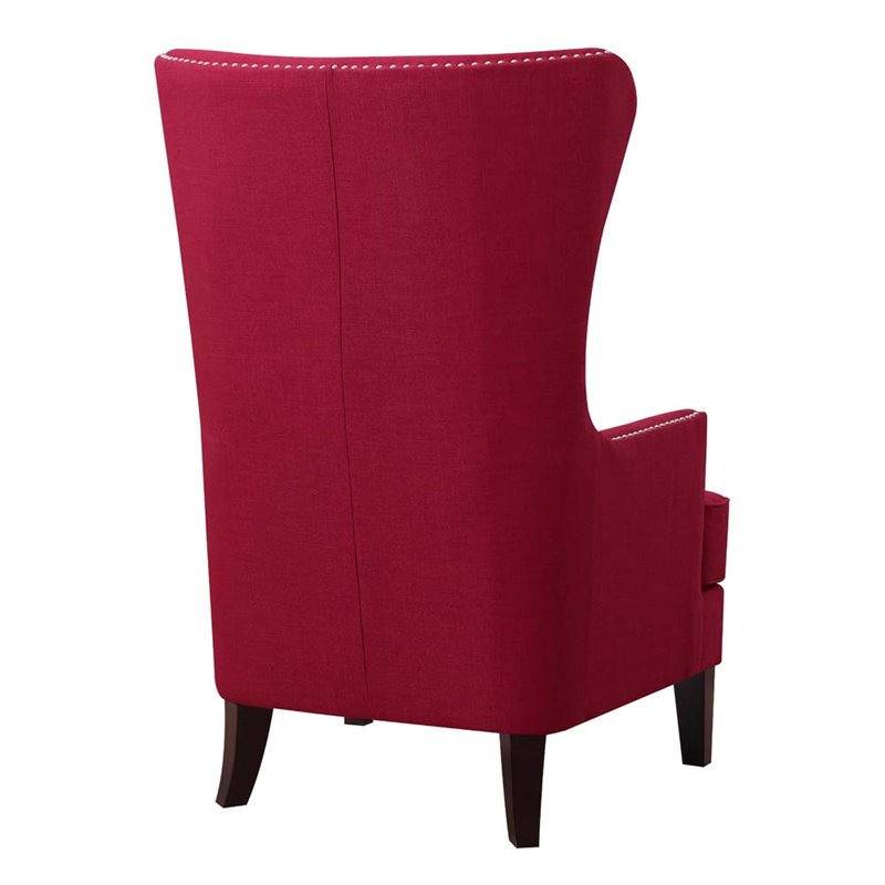Bowery Hill Polyester Upholstered Accent Chair with Nailhead Trim in Berry