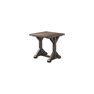 Bowery Hill Solid Wood End Table with Trestle Base in Walnut