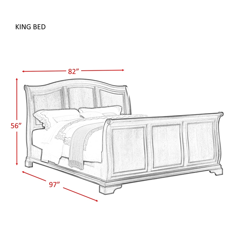 Bowery Hill Classic Solid Wood King Sleigh Bed in Warm Cherry