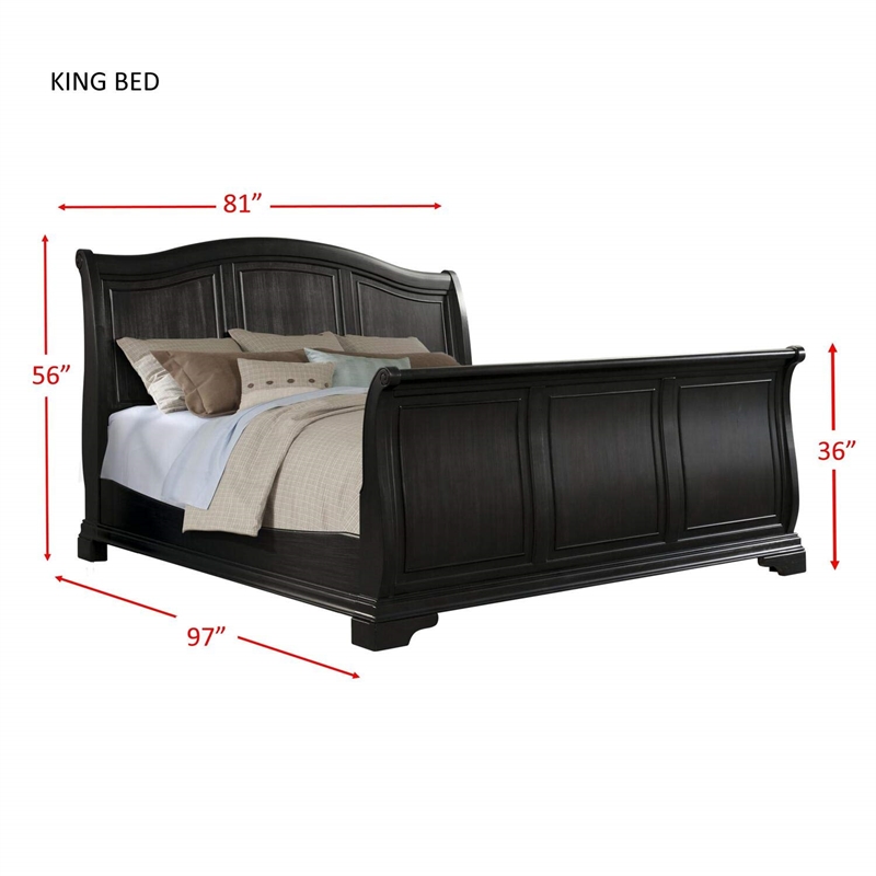 Bowery Hill Classic Solid Wood King Sleigh Bed in Warm Cherry