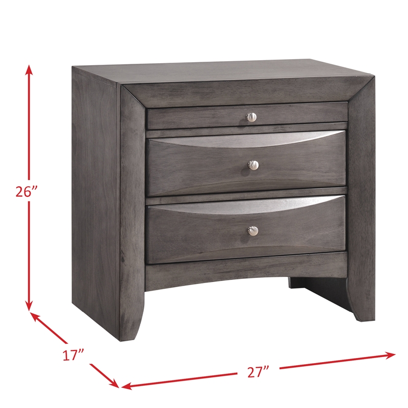 Bowery Hill Queen 3 Piece Bedroom Set in Gray